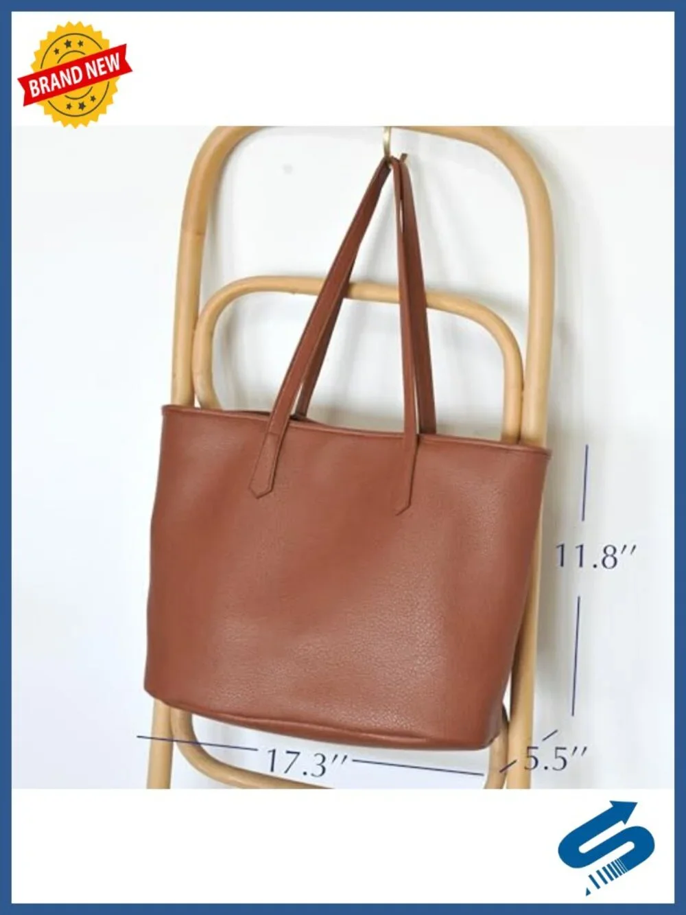 Zipper Tote Handbag Women Vegan Leather Work Travel Purse